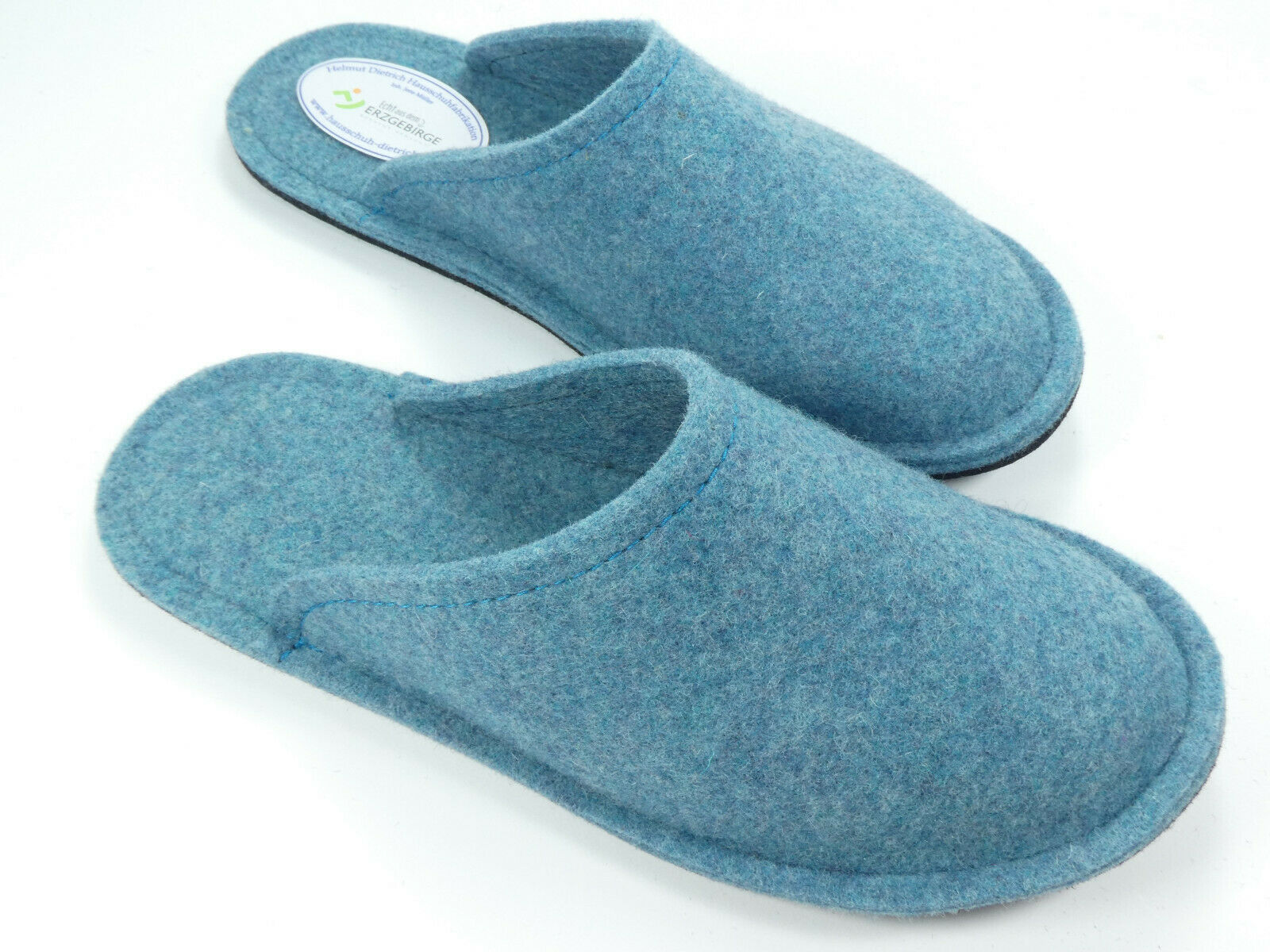 Barfuß-Pantoffel Wollfilz ozeanblau