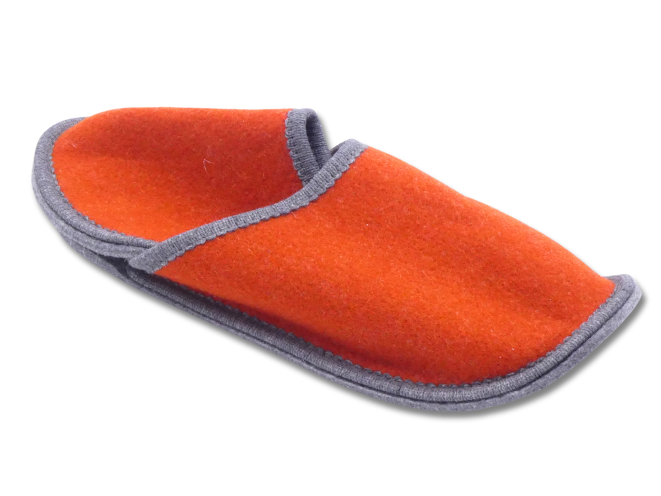 Gästepantoffel - orange - graues Band