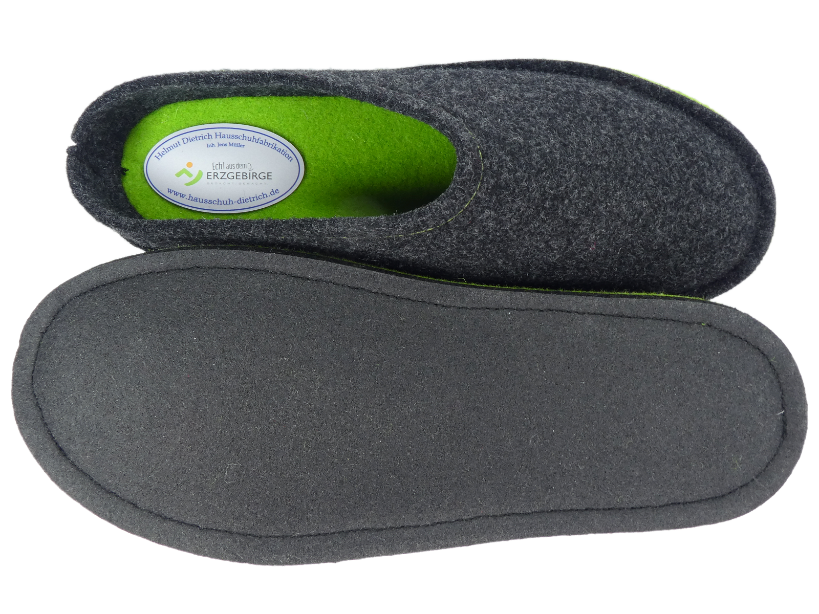 Barfußschuh Wollfilz anthrazit/lemon
