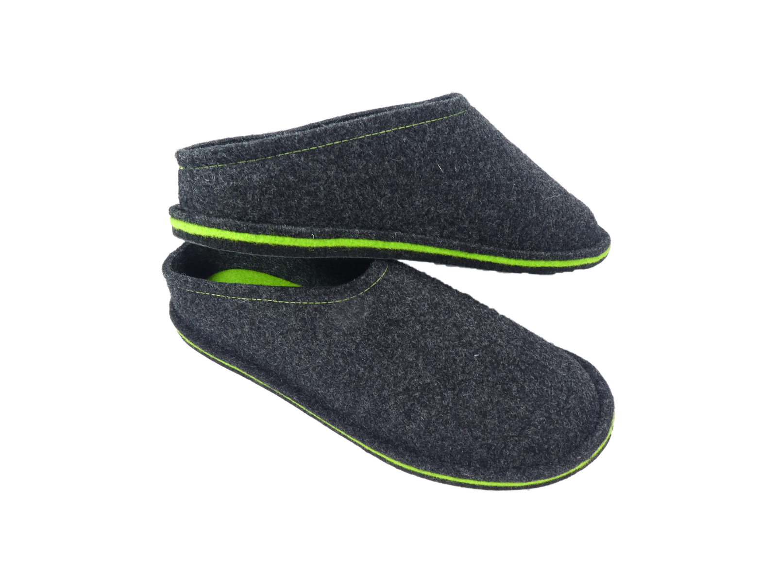 Barfußschuh Wollfilz anthrazit/lemon