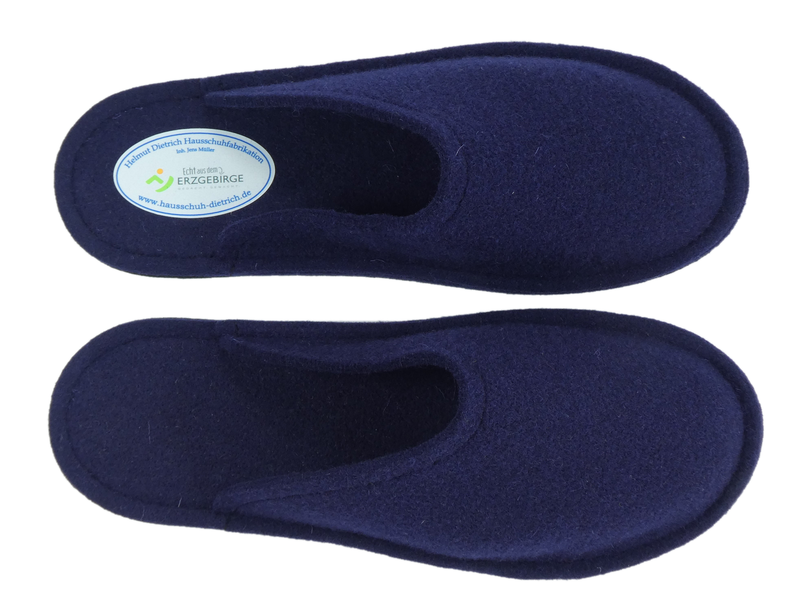 Barfuß-Pantoffel Wollfilz marineblau