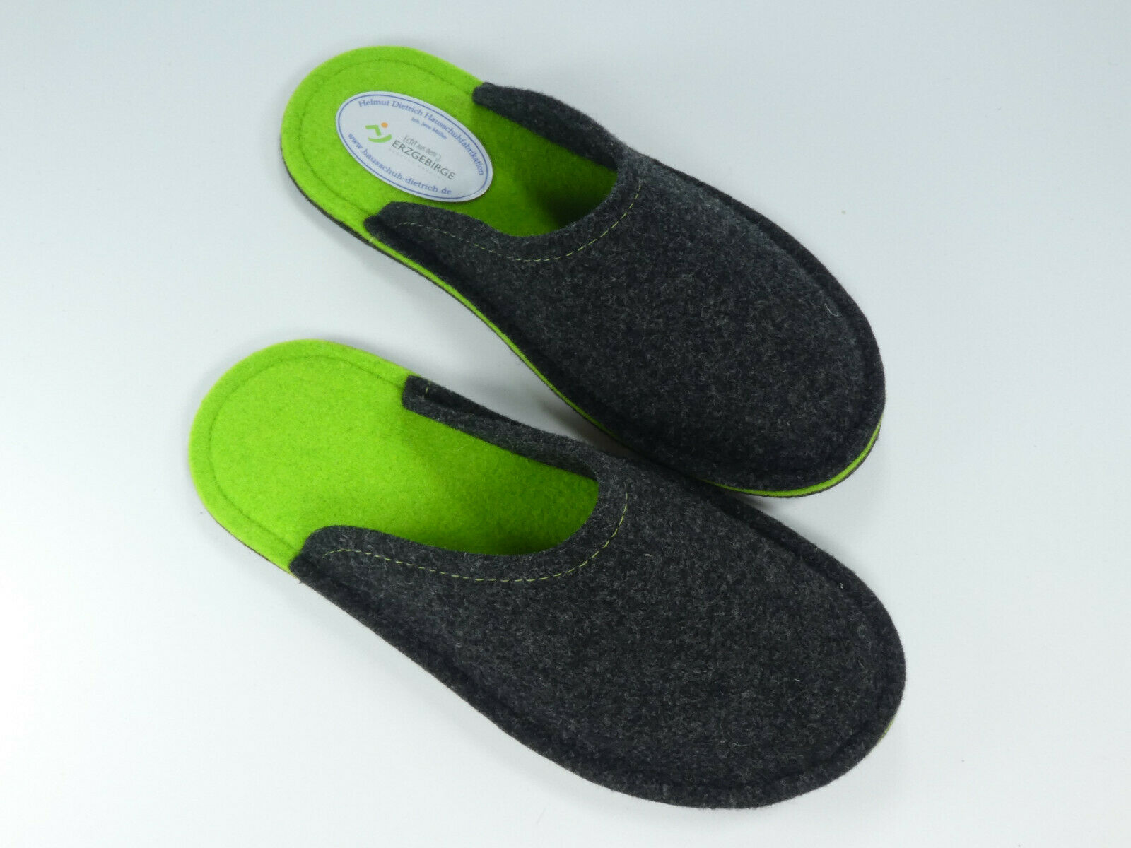 Barfuß-Pantoffel Wollfilz anthrazit/lemon