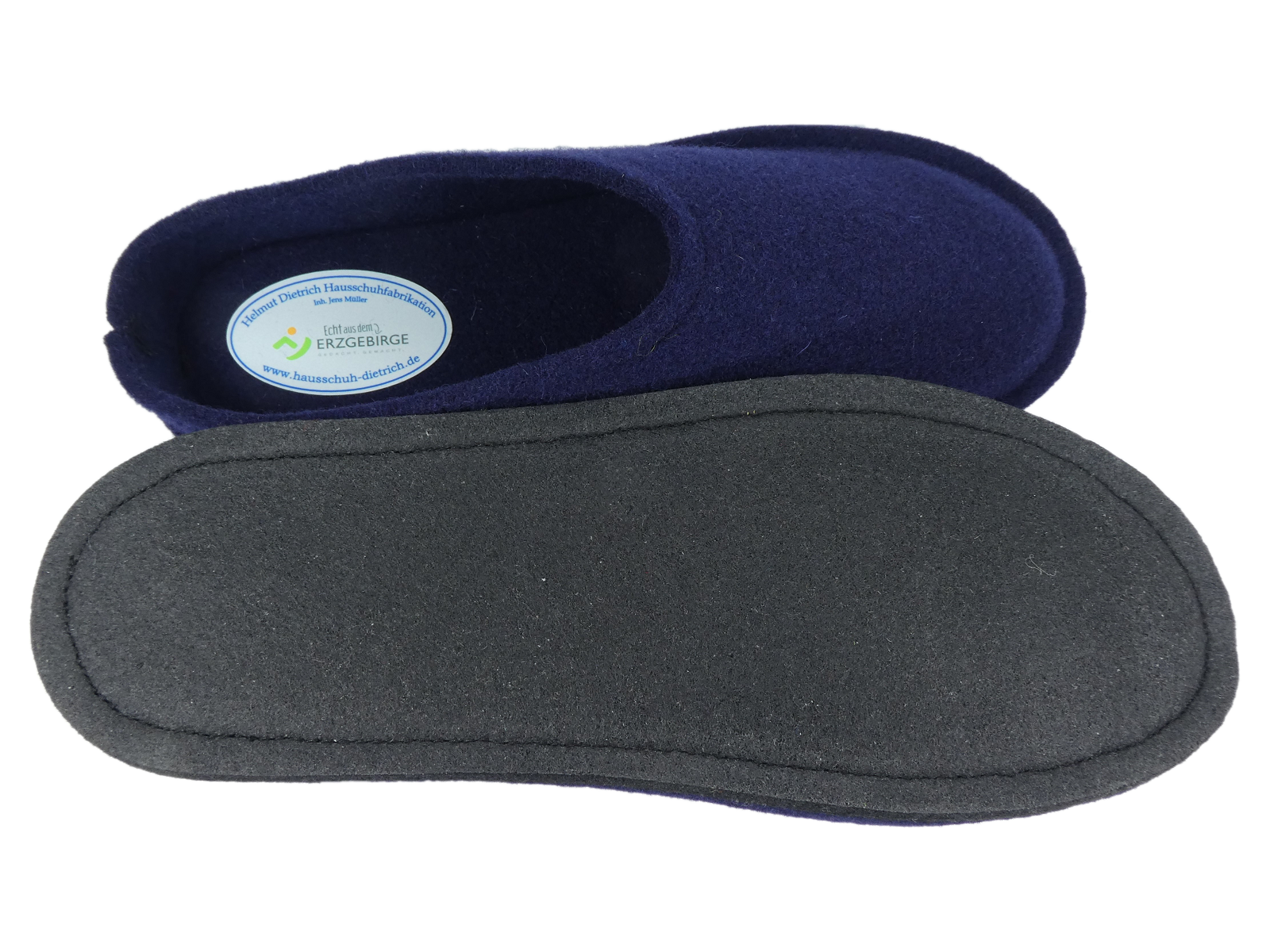 Barfuß-Pantoffel Wollfilz marineblau