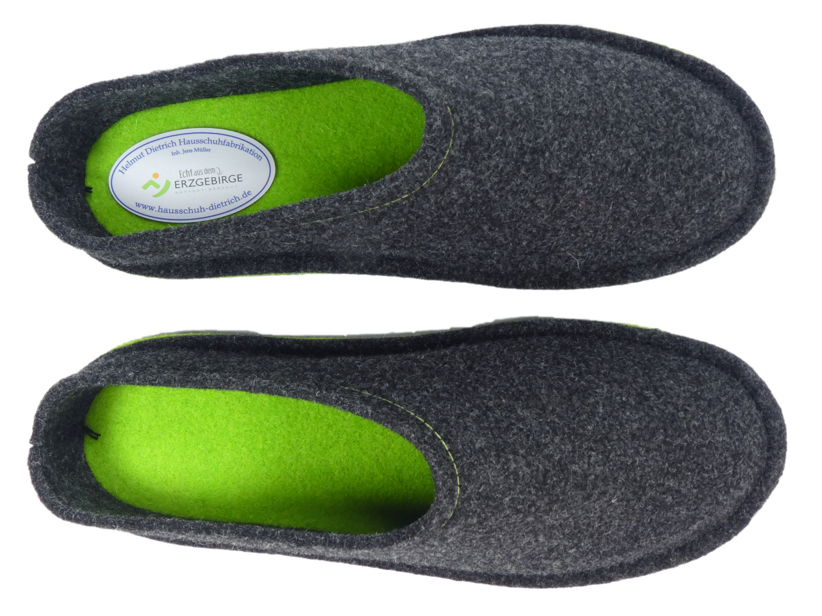 Barfußschuh Wollfilz anthrazit/lemon