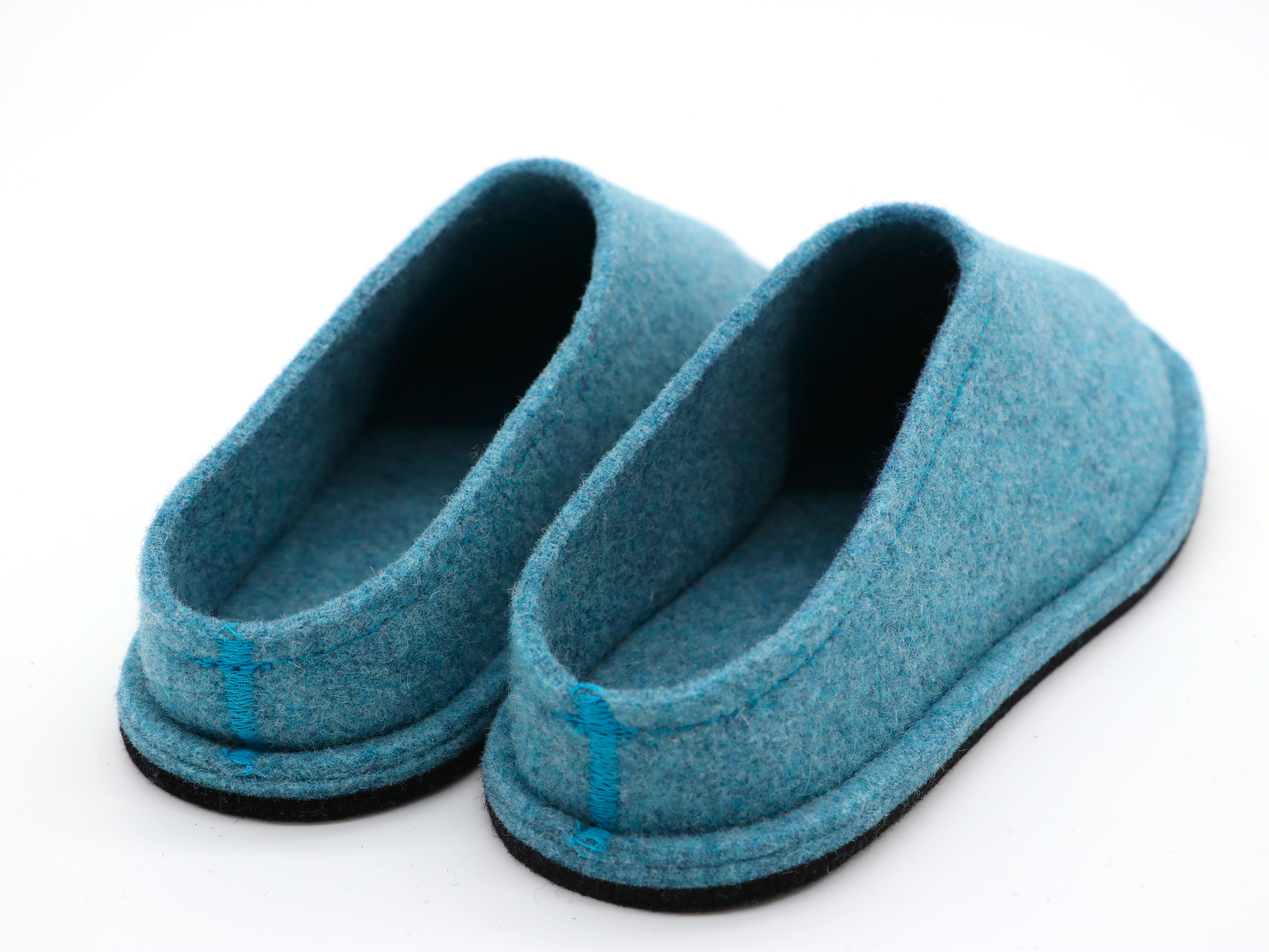 Barfußschuh Wollfilz ozeanblau