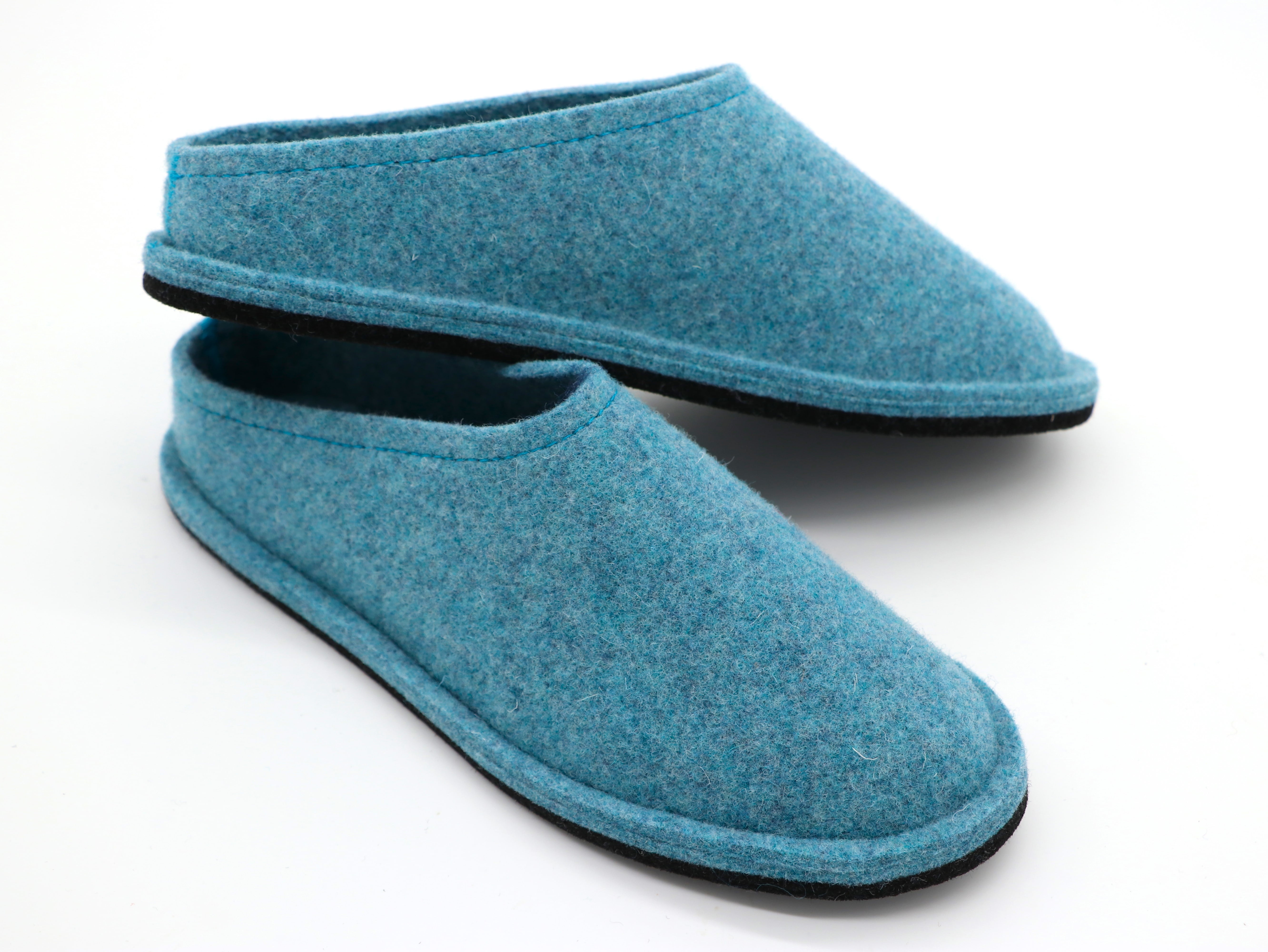 Barfußschuh Wollfilz ozeanblau