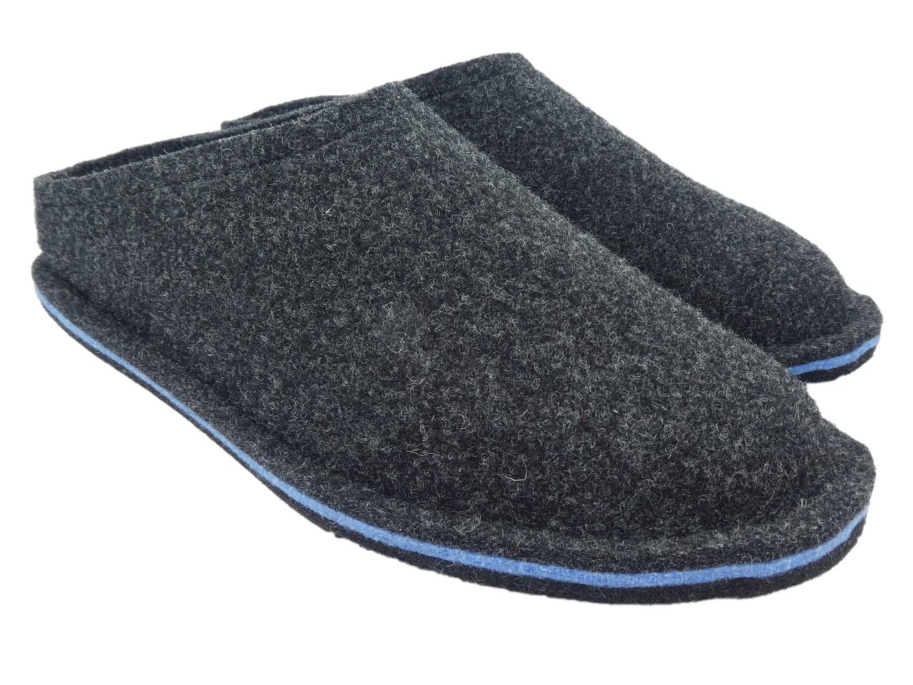 Barfußschuh Wollfilz anthrazit/azurblau