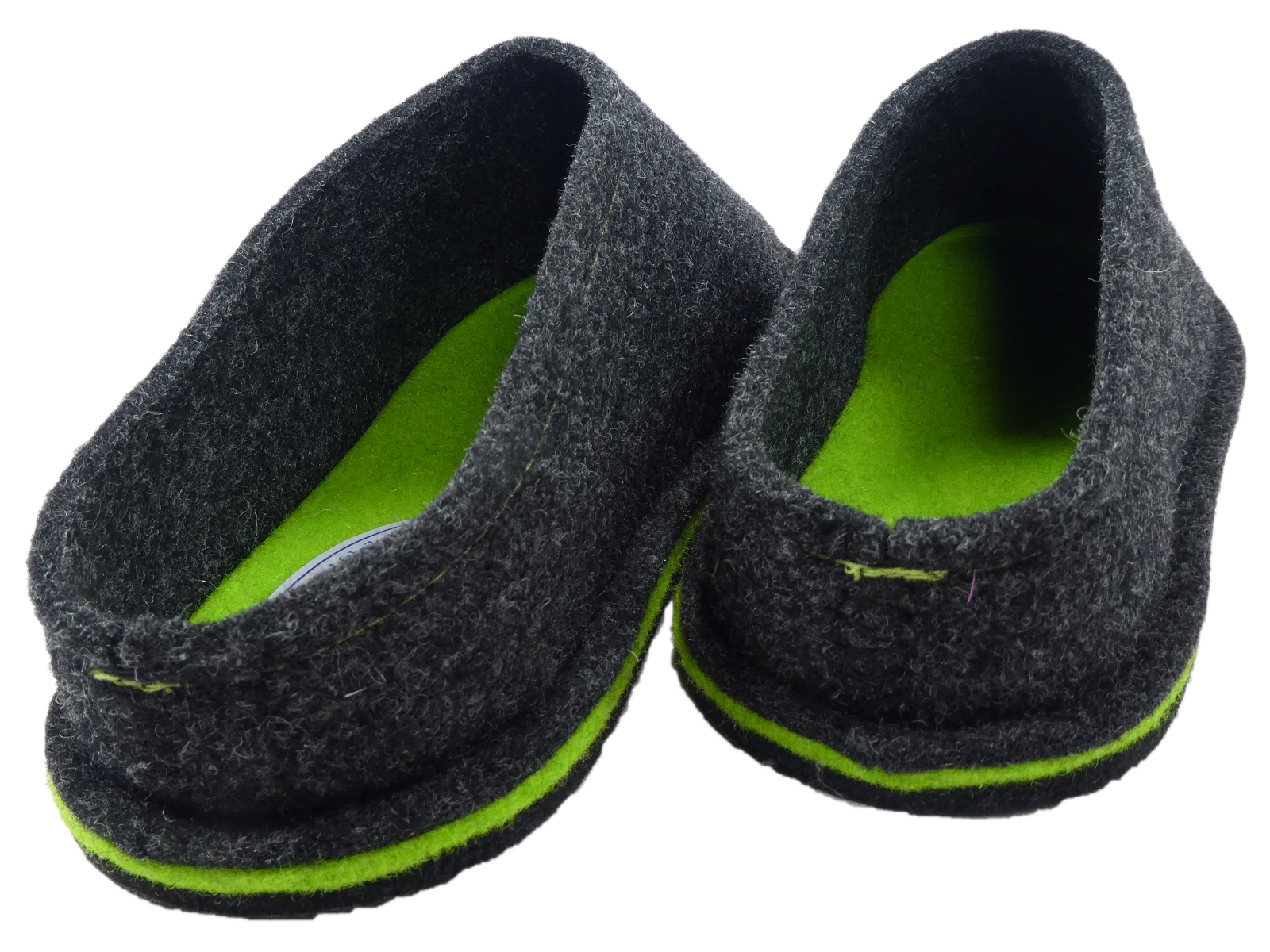 Barfußschuh Wollfilz anthrazit/lemon