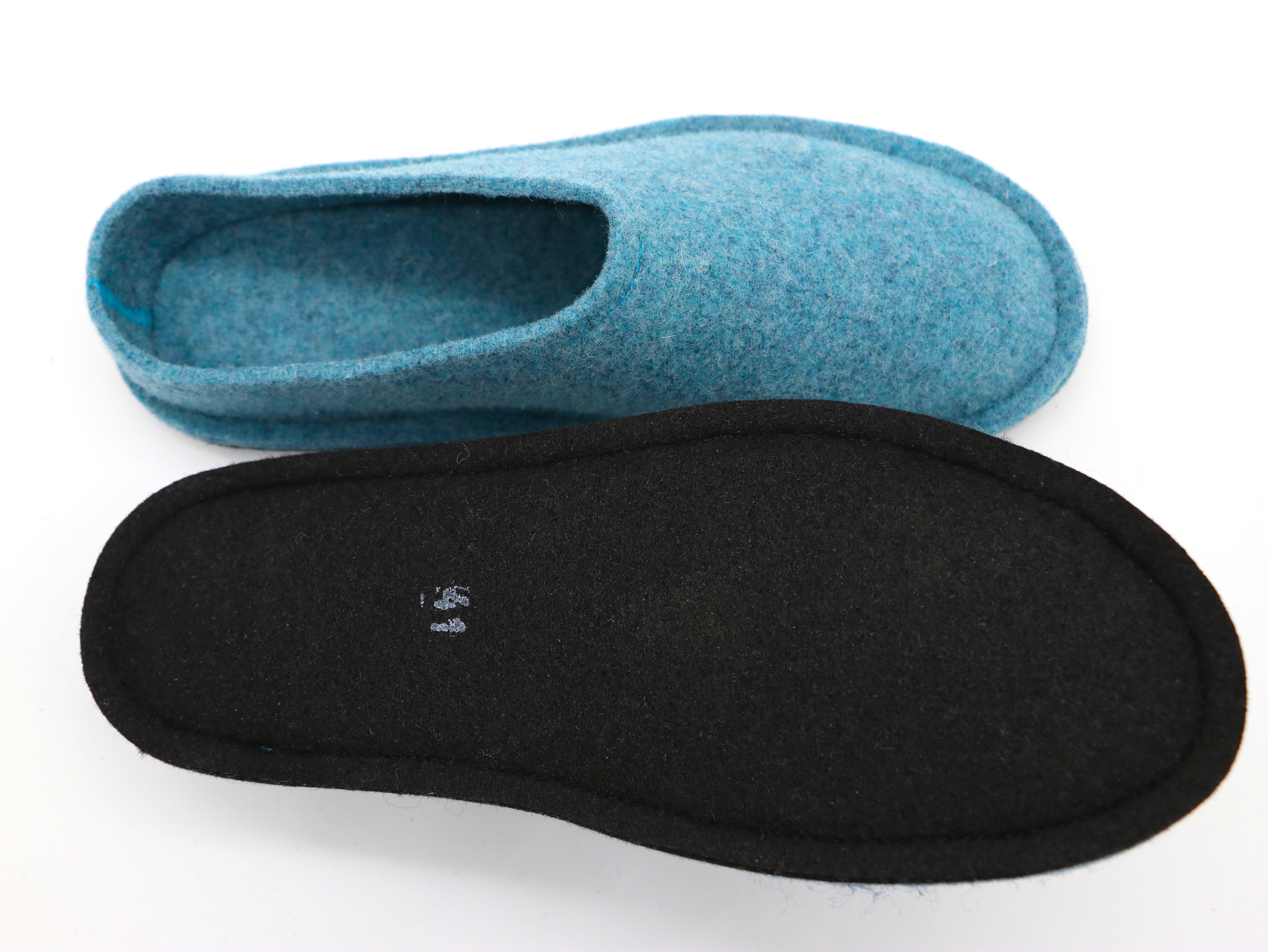 Barfußschuh Wollfilz ozeanblau